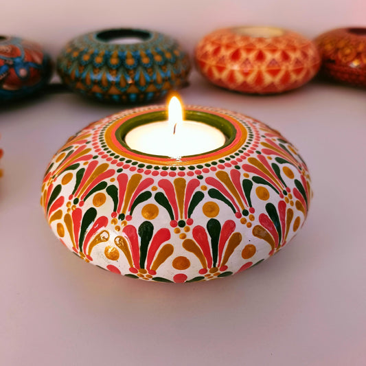 How to Decorate Cement Tealight Candle Holder Using Dot Mandala